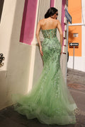Mermaid Sleeveless Sweetheart Sheer Boned Top Dress
