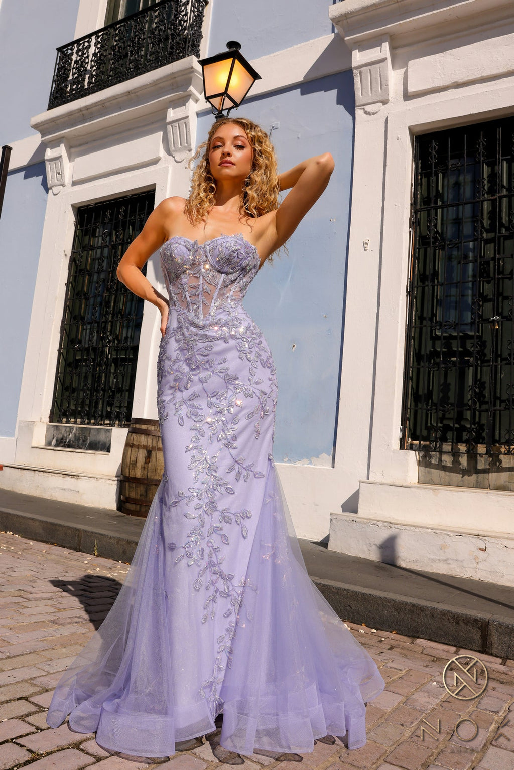 Mermaid Sleeveless Sweetheart Sheer Boned Top Dress