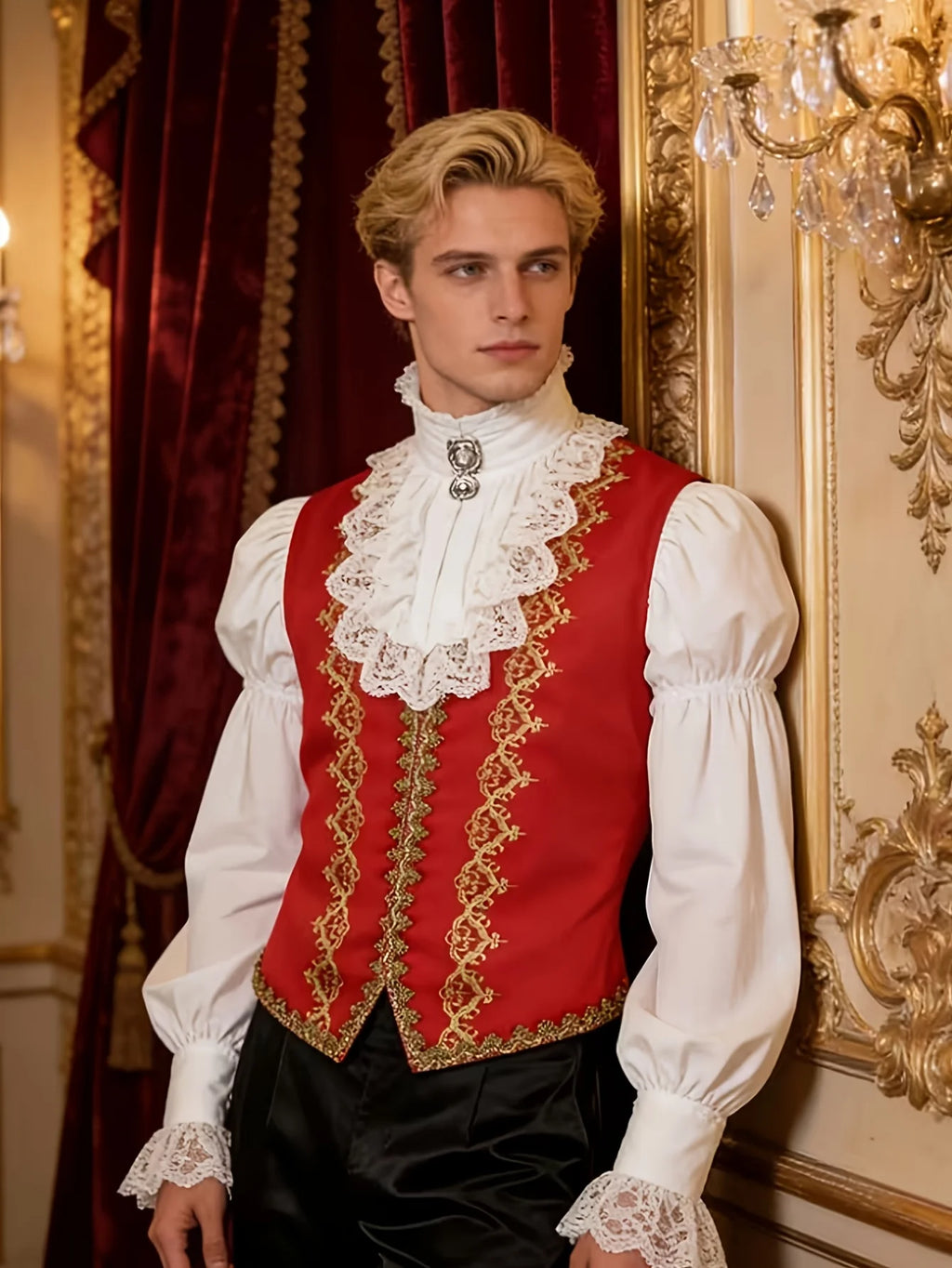 Men Royal Court Waistcoat Aristocrat Gentleman Vest Regency Rococo Prince Costume Victorian Cosplay Outfit For Wedding