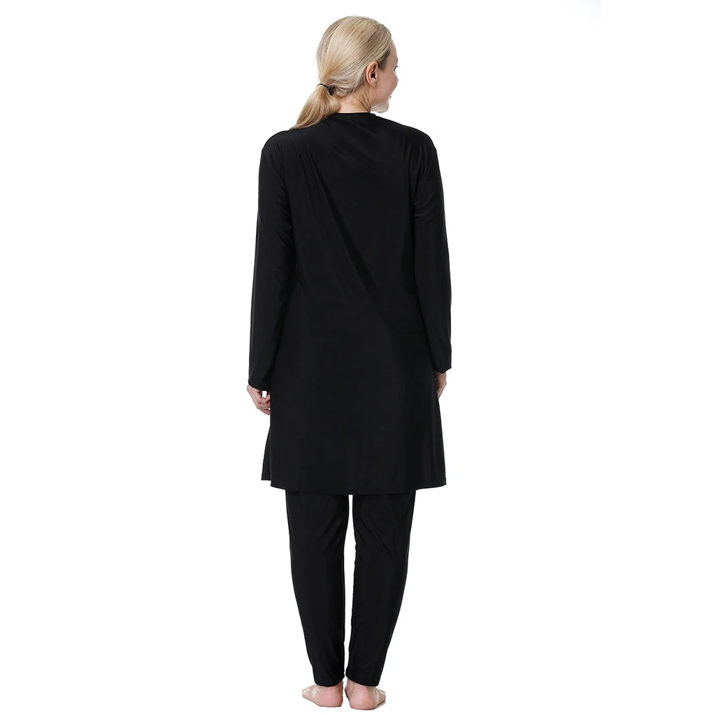 H1029 Muslim Women Fullcoverage Long Sleeves Cover Up Burkinis Three Pieces Plus Size Swimwear Suits