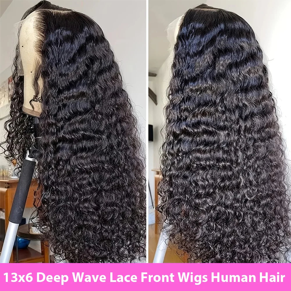250 Density Deep Wave Wigs 13x6 HD Lace Front Human Hair Wig Brazilian 13x4 HD Lace Frontal Wig Water Wave Human Hair Wigs 5x5 Ready to Go HD Lace Glueless Wigss for Black Women