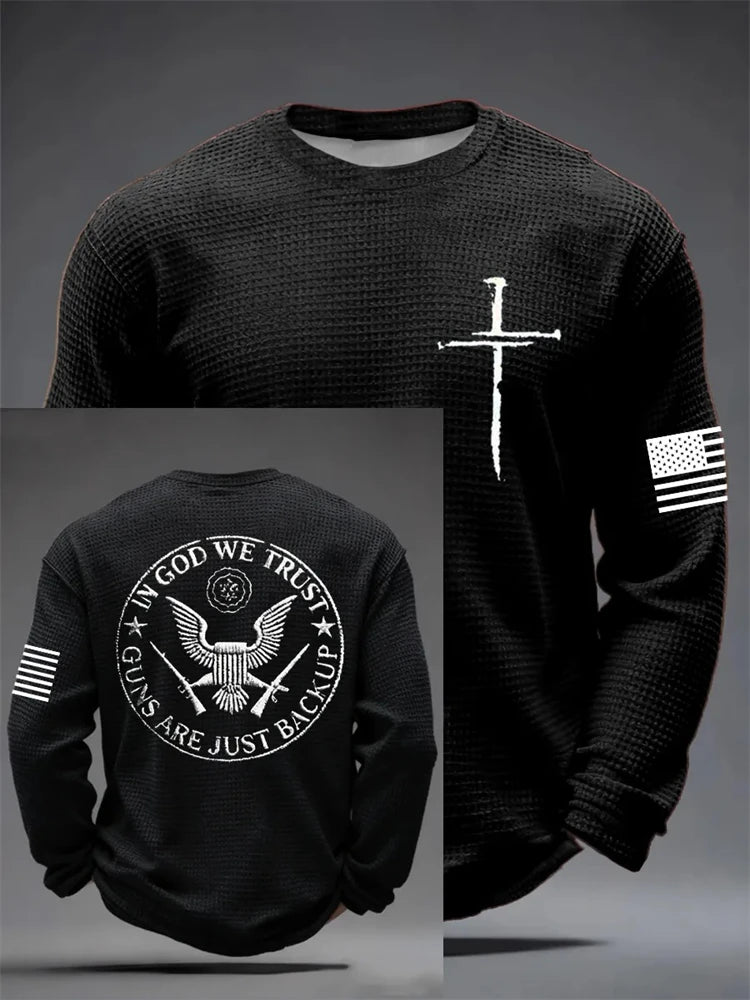 Fall 2026 Men's Long-Sleeve 3D Cross Print Breathable And Comfortable Casual Long-Sleeve T-Shirt—Stylish Outdoor Men's Apparel