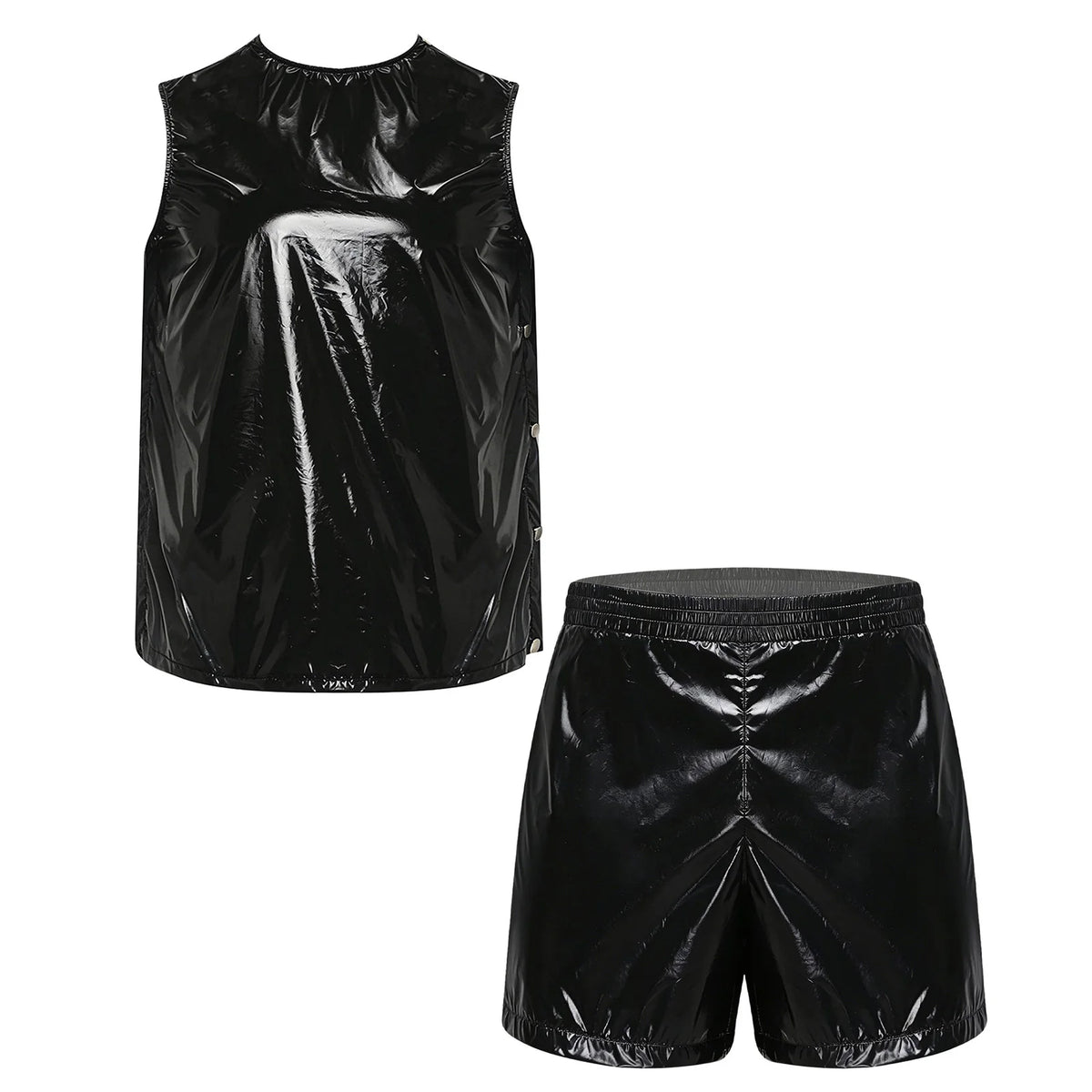 Mens Special Needs Waterproof Sweat Tracksuit Tank Tops Set And Sides Buttons Boxer Shorts Two Pieces Outfit Adaptive Clothing
