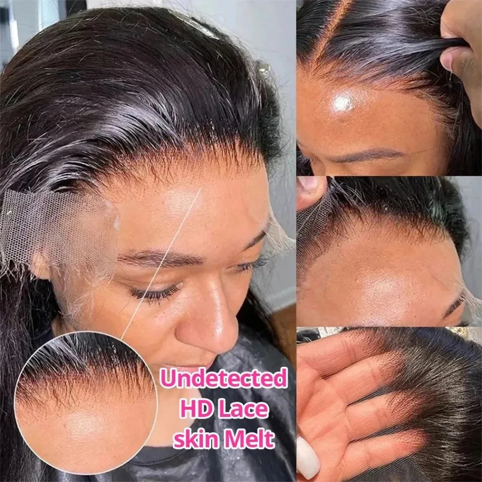 Glueless Bone Straight Human Hair Wigs 220 Density 13X4 13X6 HD Transparent Lace Frontal Wig Natural Black For Women 5X5 HD Lace Closure Wig 40 Inch