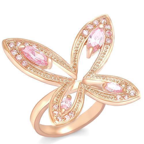 Rose Gold Brass Ring with AAA Grade CZ in Rose