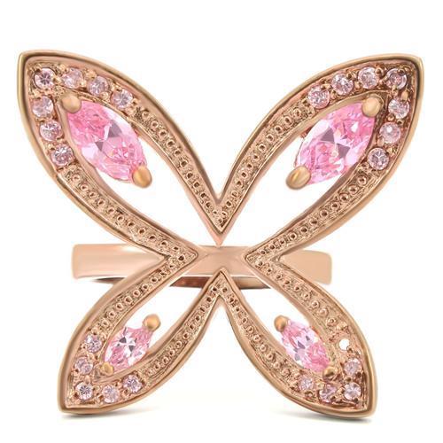 Rose Gold Brass Ring with AAA Grade CZ in Rose