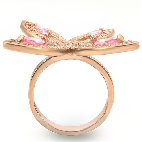 Rose Gold Brass Ring with AAA Grade CZ in Rose