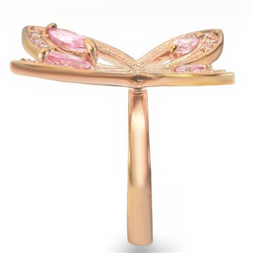 Rose Gold Brass Ring with AAA Grade CZ in Rose