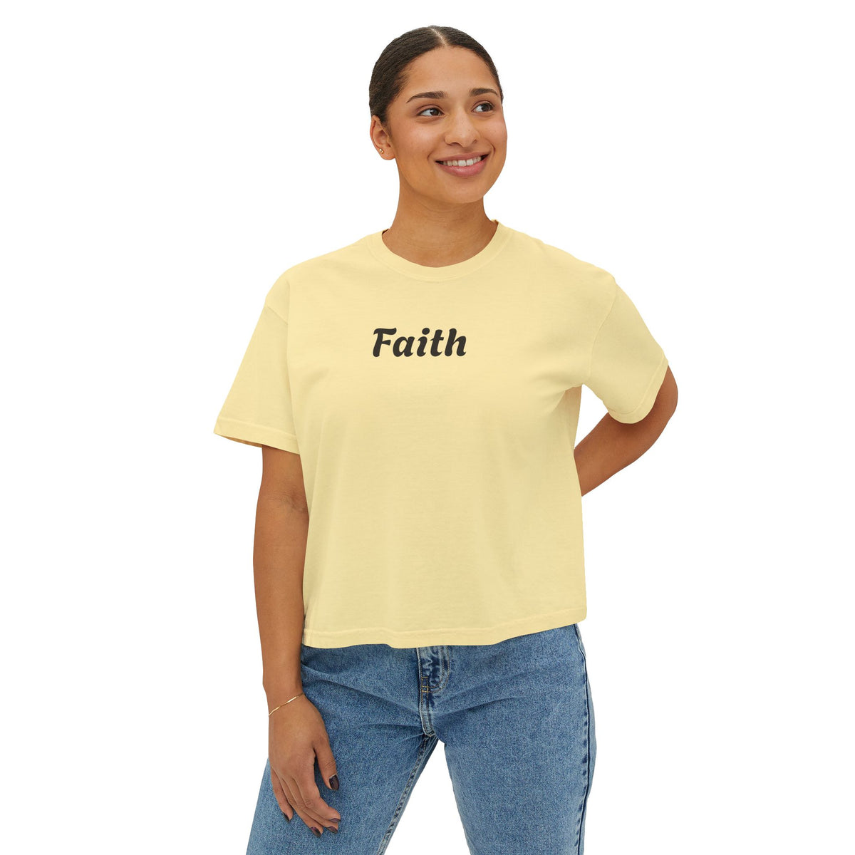 Faith Boxy Tee — Women's Minimalist Christian Shirt