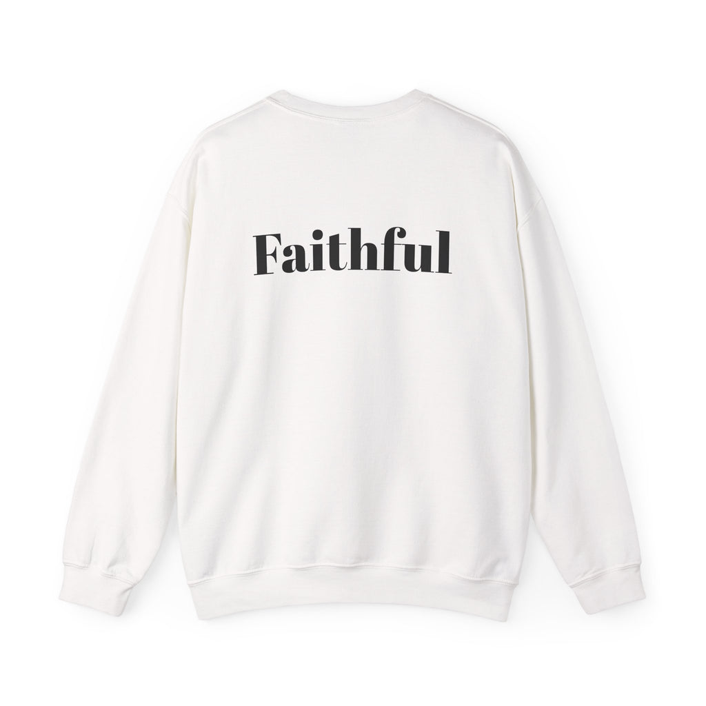 Crewneck Sweatshirt — "Long Life" Front, "Faithful" Back Minimalist Graphic