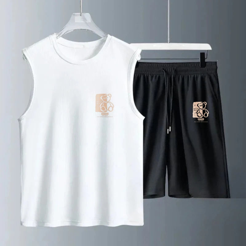 Men's Tank Top Sets 2026 Summer Quick drying beach Sportswear seaside oversize men's chandals sports Breathable running