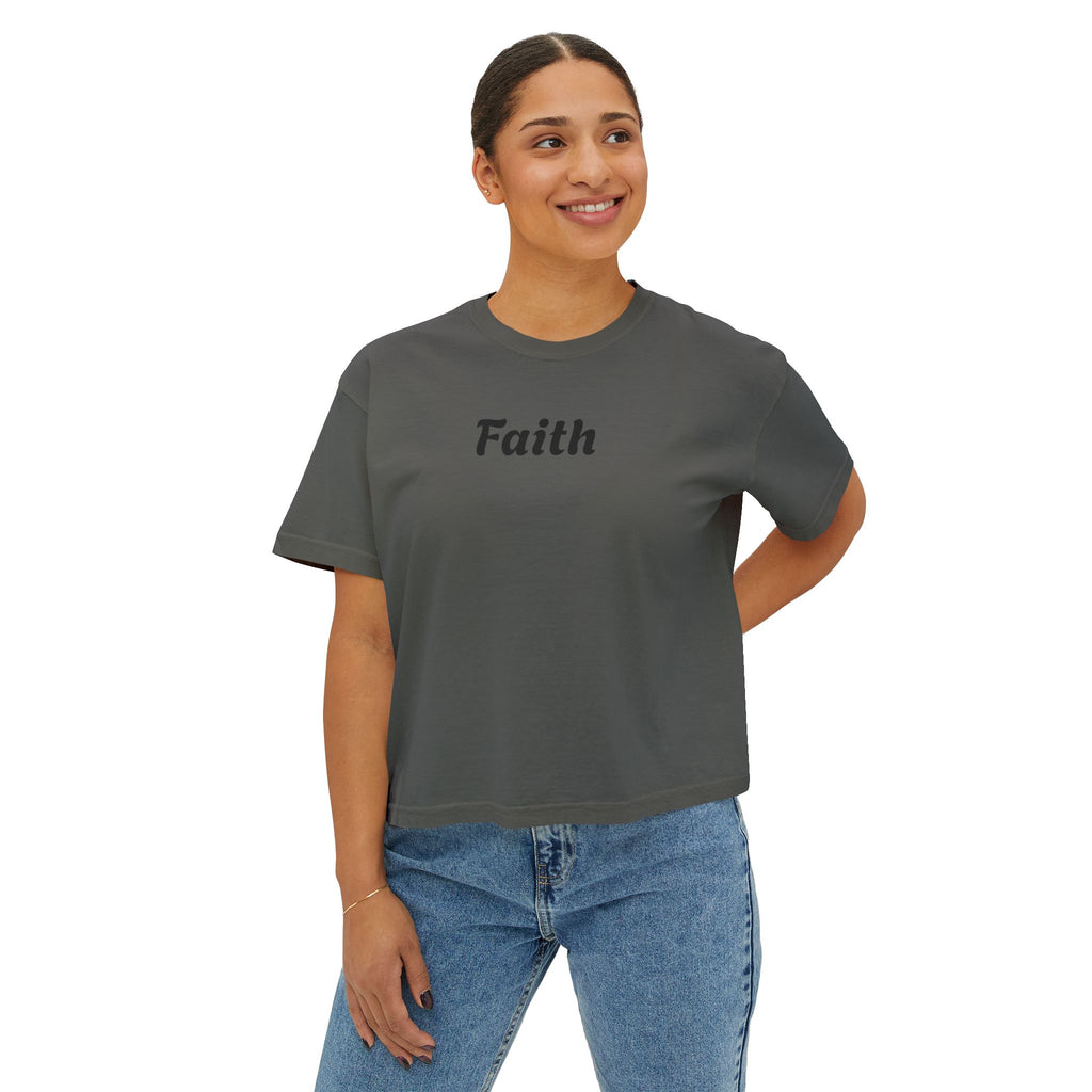 Faith Boxy Tee — Women's Minimalist Christian Shirt
