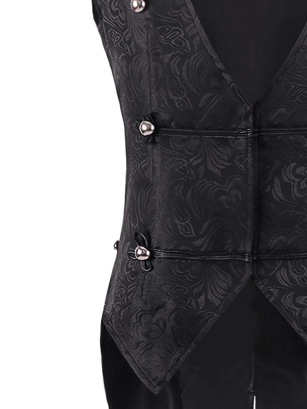 European Medieval Men's Gothic Vest, Halloween Stage Costume, Button Lapel, Slim Fit, Mid-Length Black Waistcoat