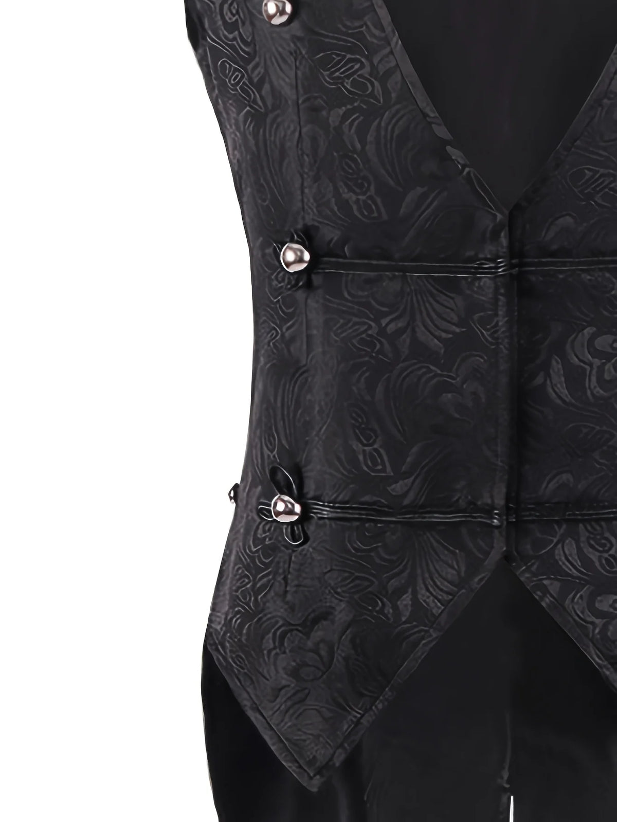 European Medieval Men's Gothic Vest, Halloween Stage Costume, Button Lapel, Slim Fit, Mid-Length Black Waistcoat