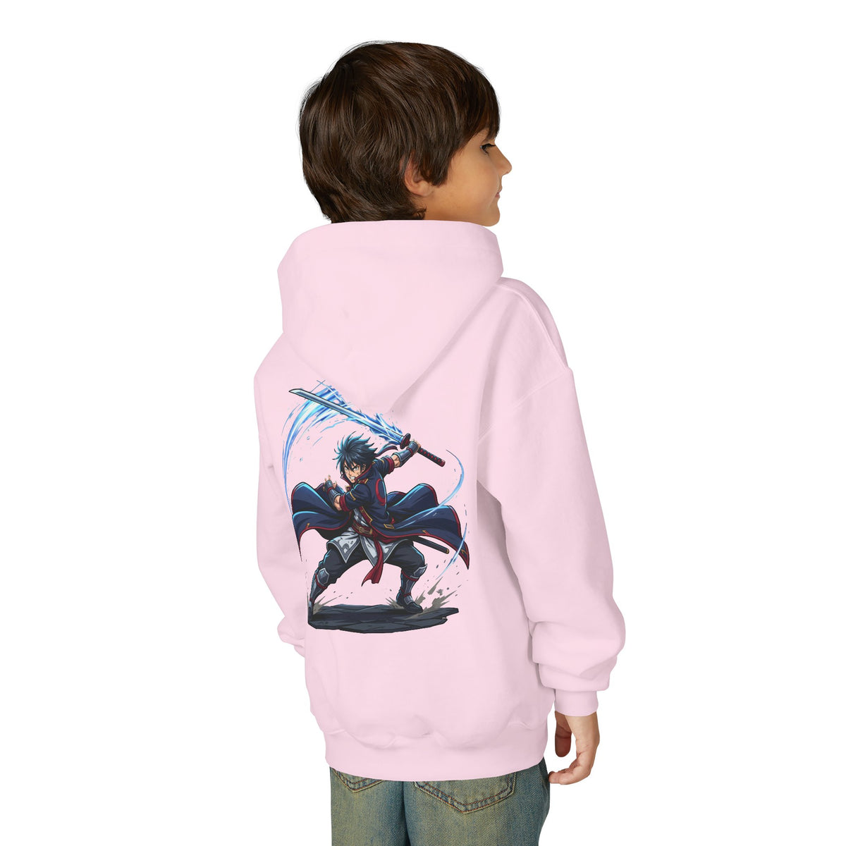 Anime Swordfighter Youth Hoodie — Cool Warrior Graphic Hooded Sweatshirt