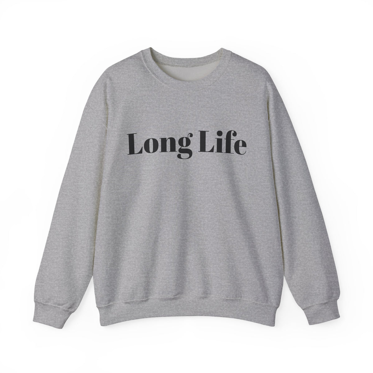 Crewneck Sweatshirt — "Long Life" Front, "Faithful" Back Minimalist Graphic
