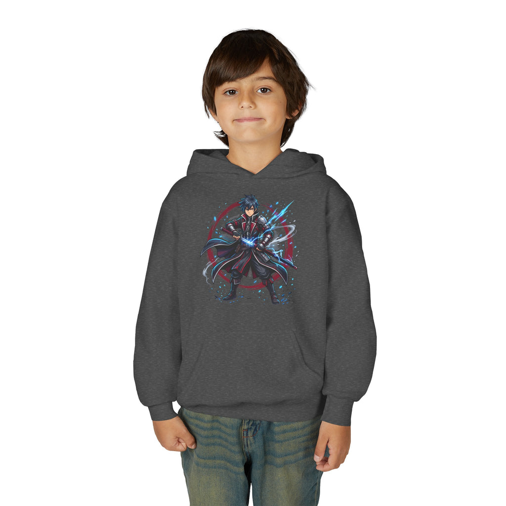 Anime Swordfighter Youth Hoodie — Cool Warrior Graphic Hooded Sweatshirt