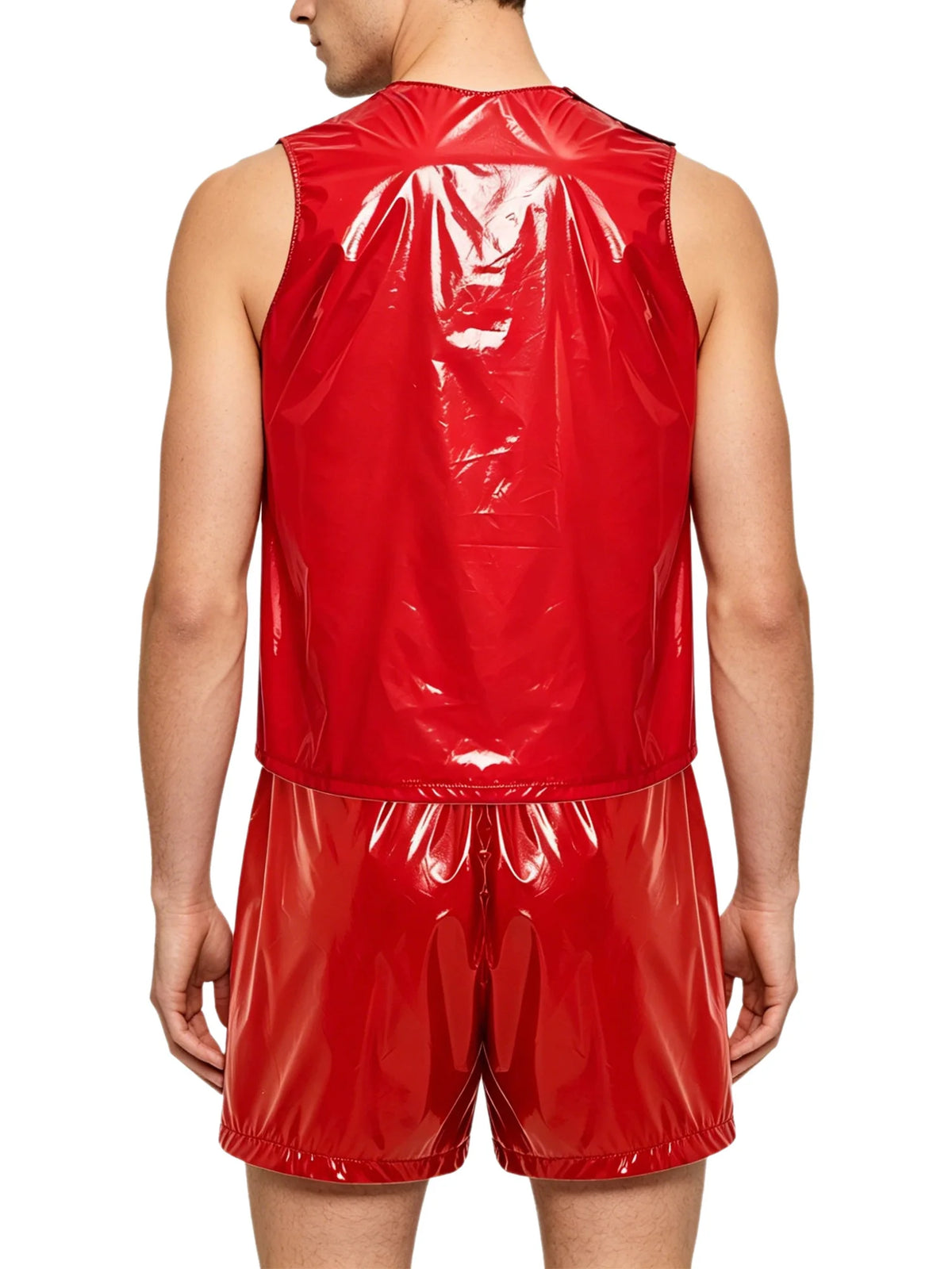 Men Waterproof Sweat 2 Piece Set Tank Top and Side Button Boxer Shorts Adaptive Clothing Quick Dry Breathable for Special Needs