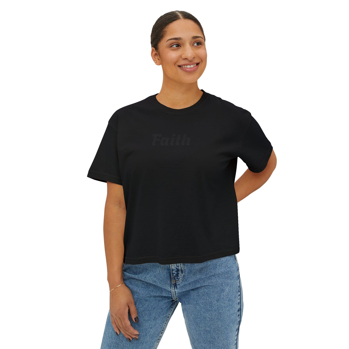 Faith Boxy Tee — Women's Minimalist Christian Shirt