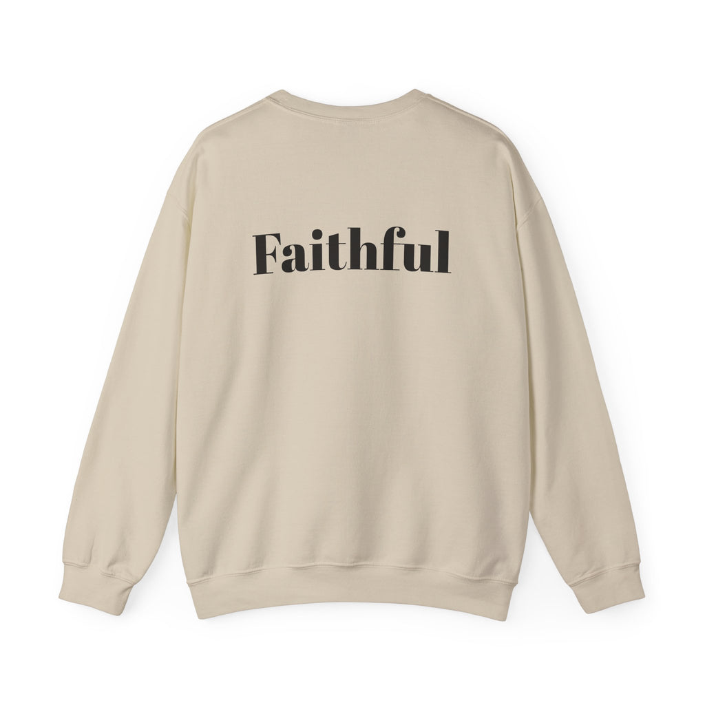 Crewneck Sweatshirt — "Long Life" Front, "Faithful" Back Minimalist Graphic