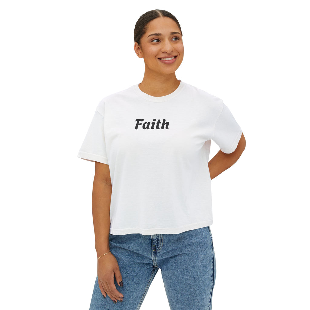 Faith Boxy Tee — Women's Minimalist Christian Shirt