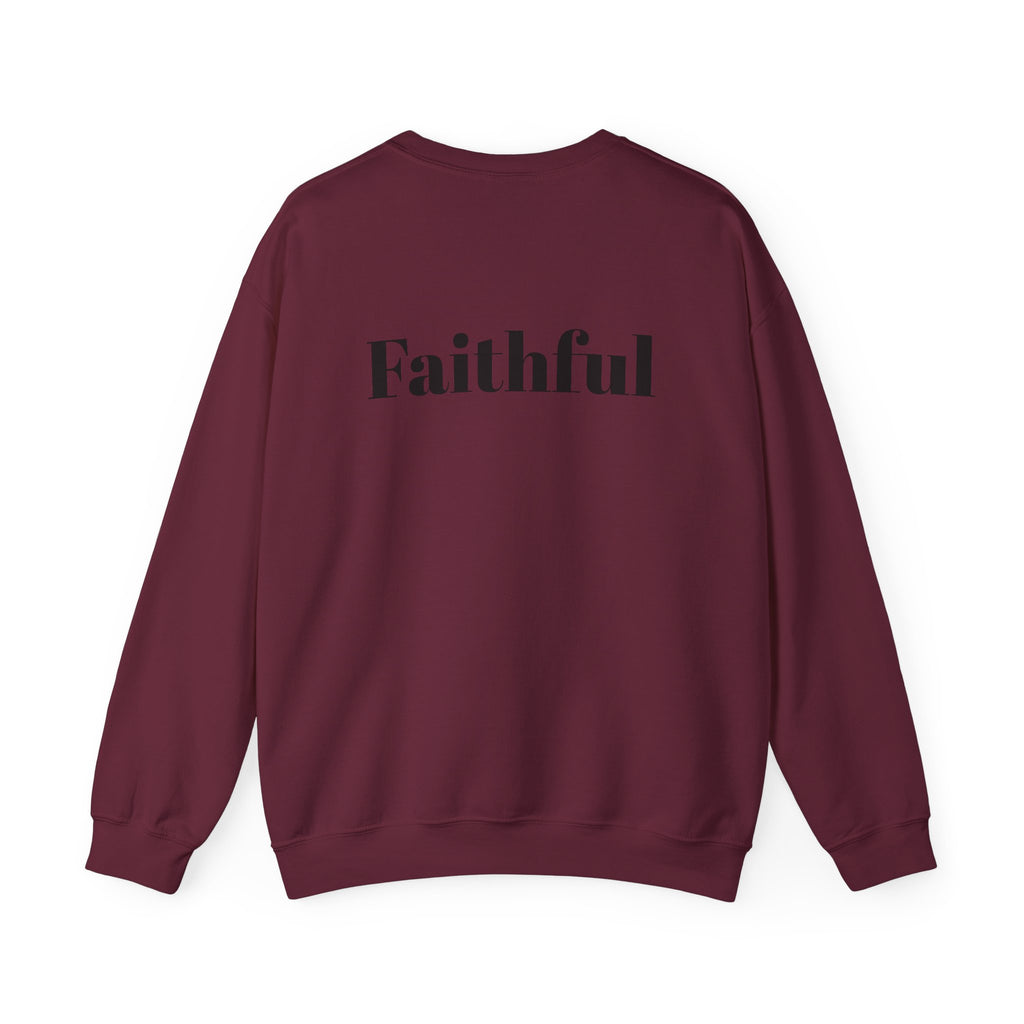 Crewneck Sweatshirt — "Long Life" Front, "Faithful" Back Minimalist Graphic
