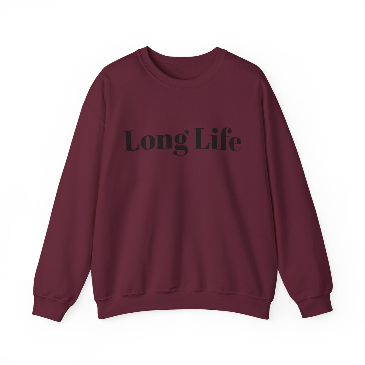 Crewneck Sweatshirt — "Long Life" Front, "Faithful" Back Minimalist Graphic