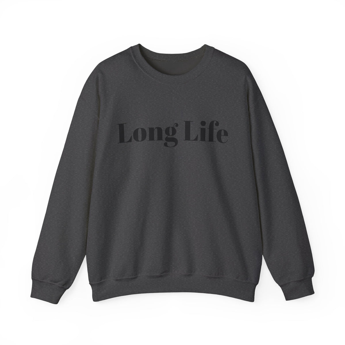 Crewneck Sweatshirt — "Long Life" Front, "Faithful" Back Minimalist Graphic