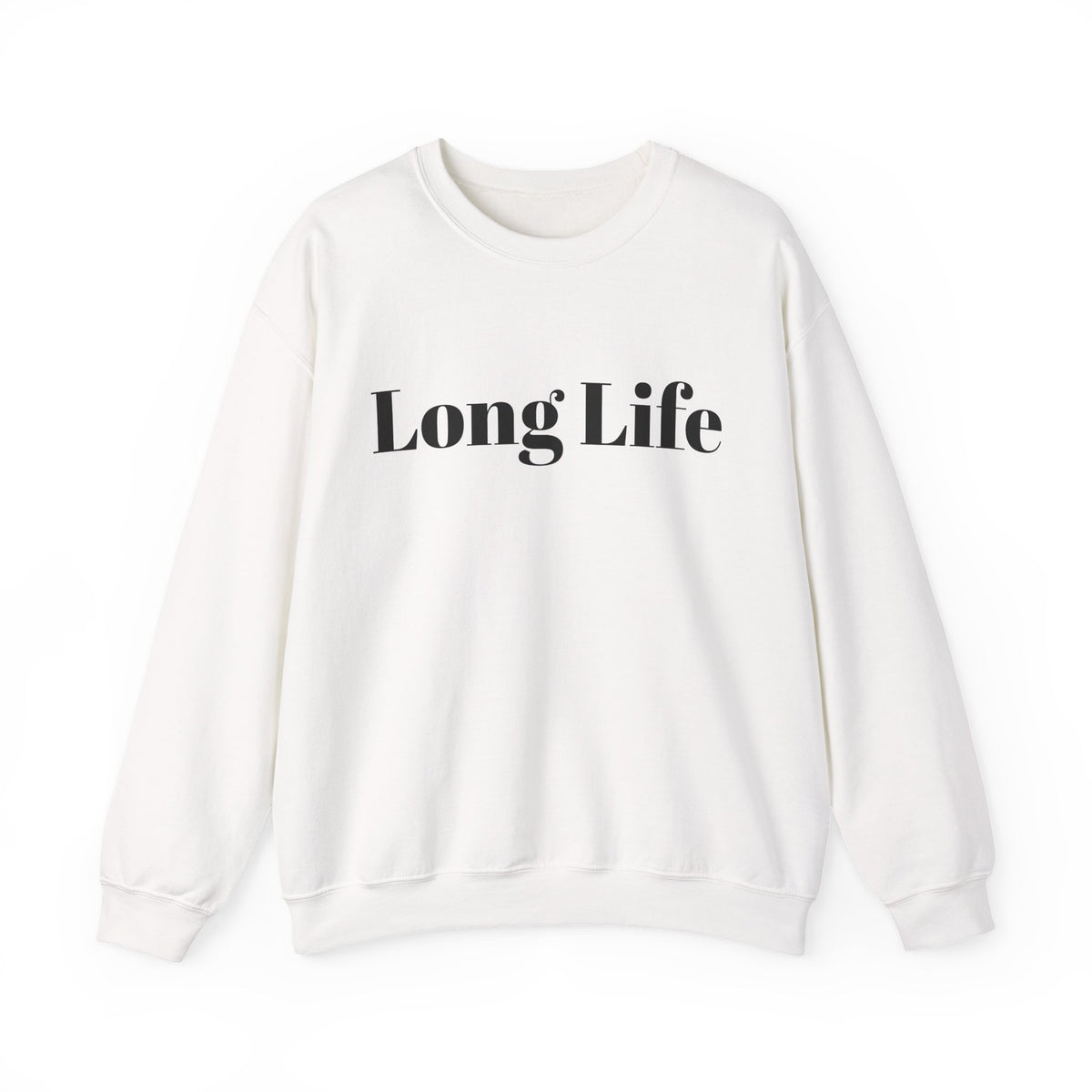 Crewneck Sweatshirt — "Long Life" Front, "Faithful" Back Minimalist Graphic