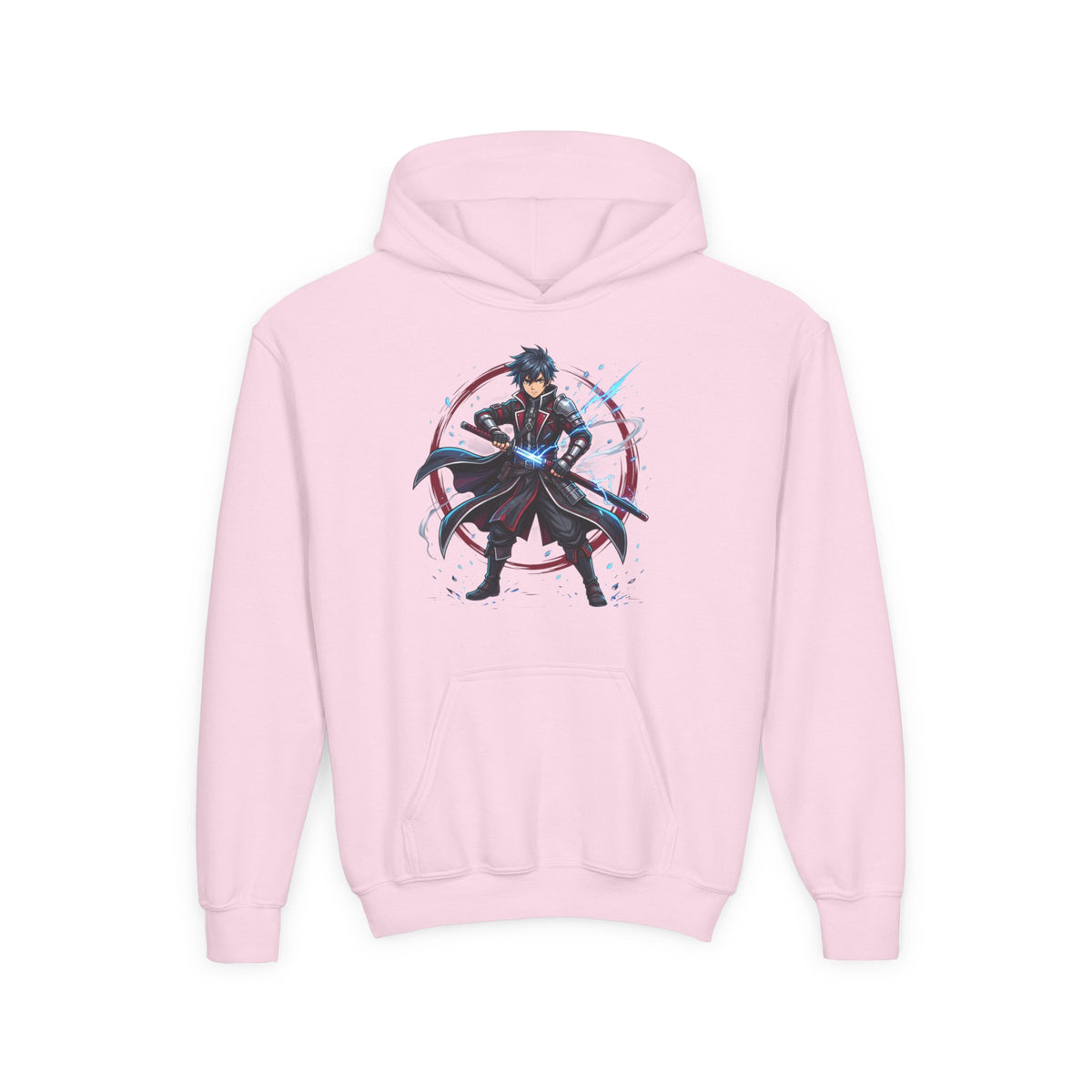 Anime Swordfighter Youth Hoodie — Cool Warrior Graphic Hooded Sweatshirt