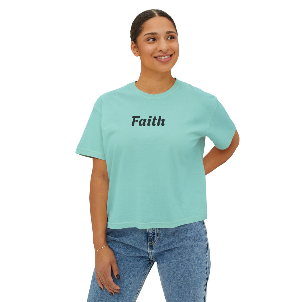 Faith Boxy Tee — Women's Minimalist Christian Shirt