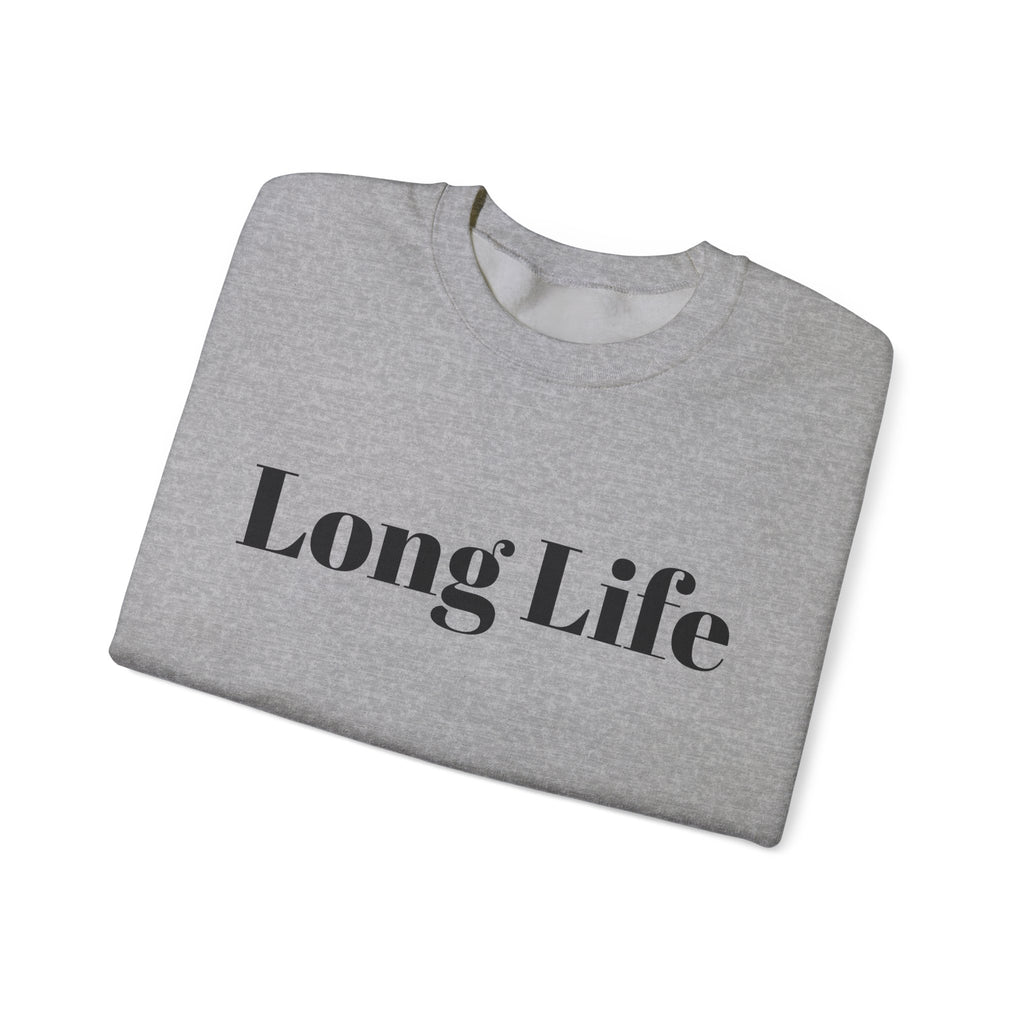 Crewneck Sweatshirt — "Long Life" Front, "Faithful" Back Minimalist Graphic