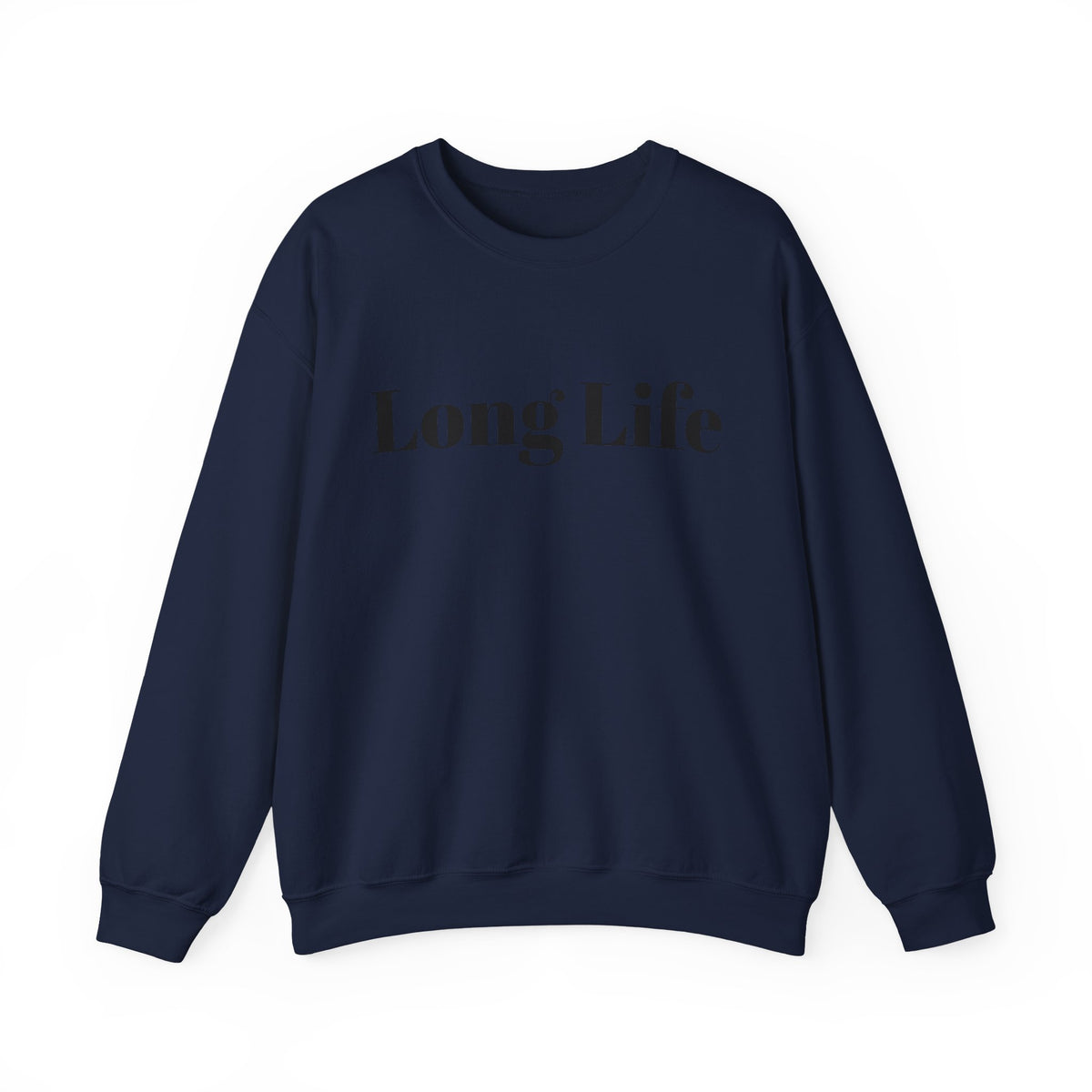 Crewneck Sweatshirt — "Long Life" Front, "Faithful" Back Minimalist Graphic