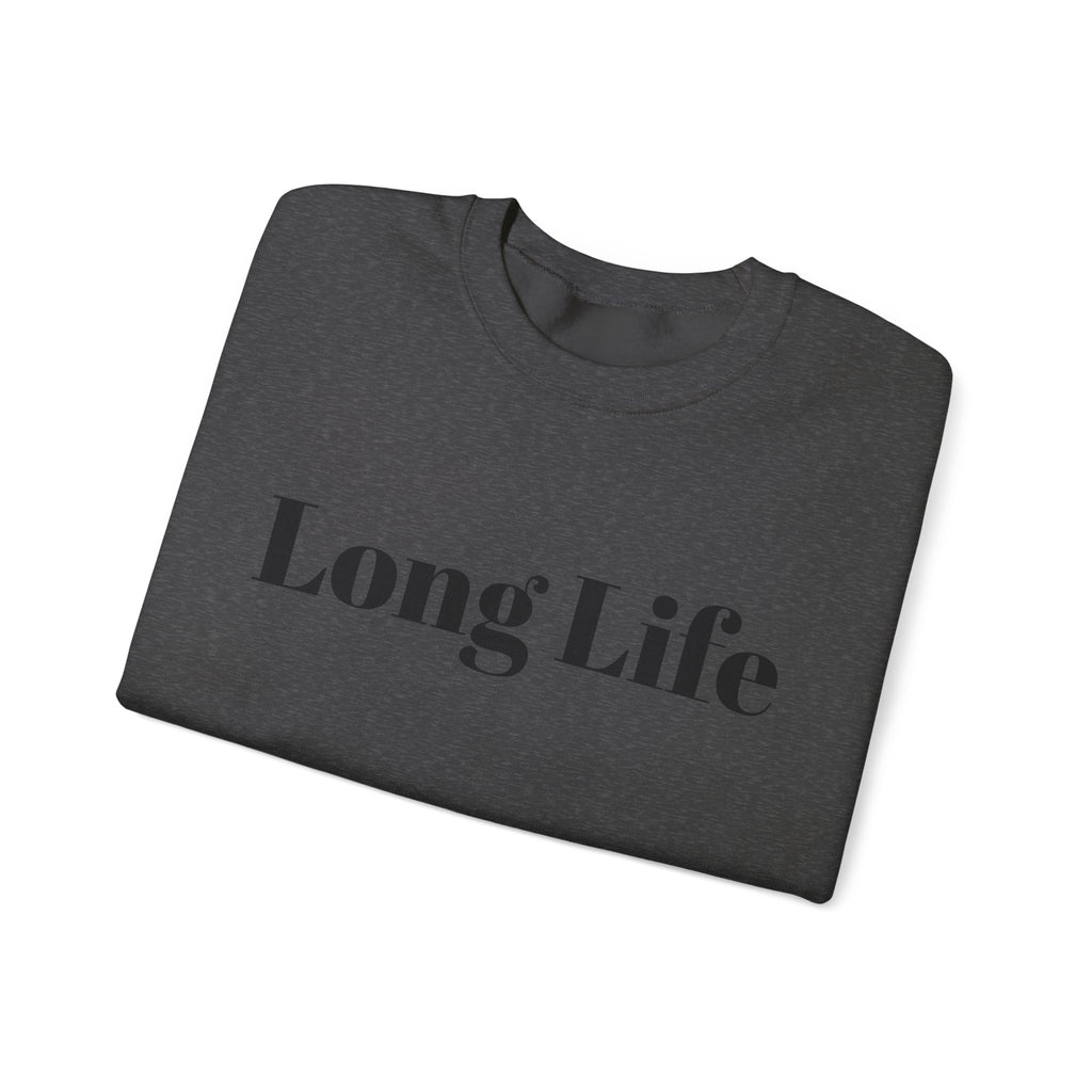 Crewneck Sweatshirt — "Long Life" Front, "Faithful" Back Minimalist Graphic