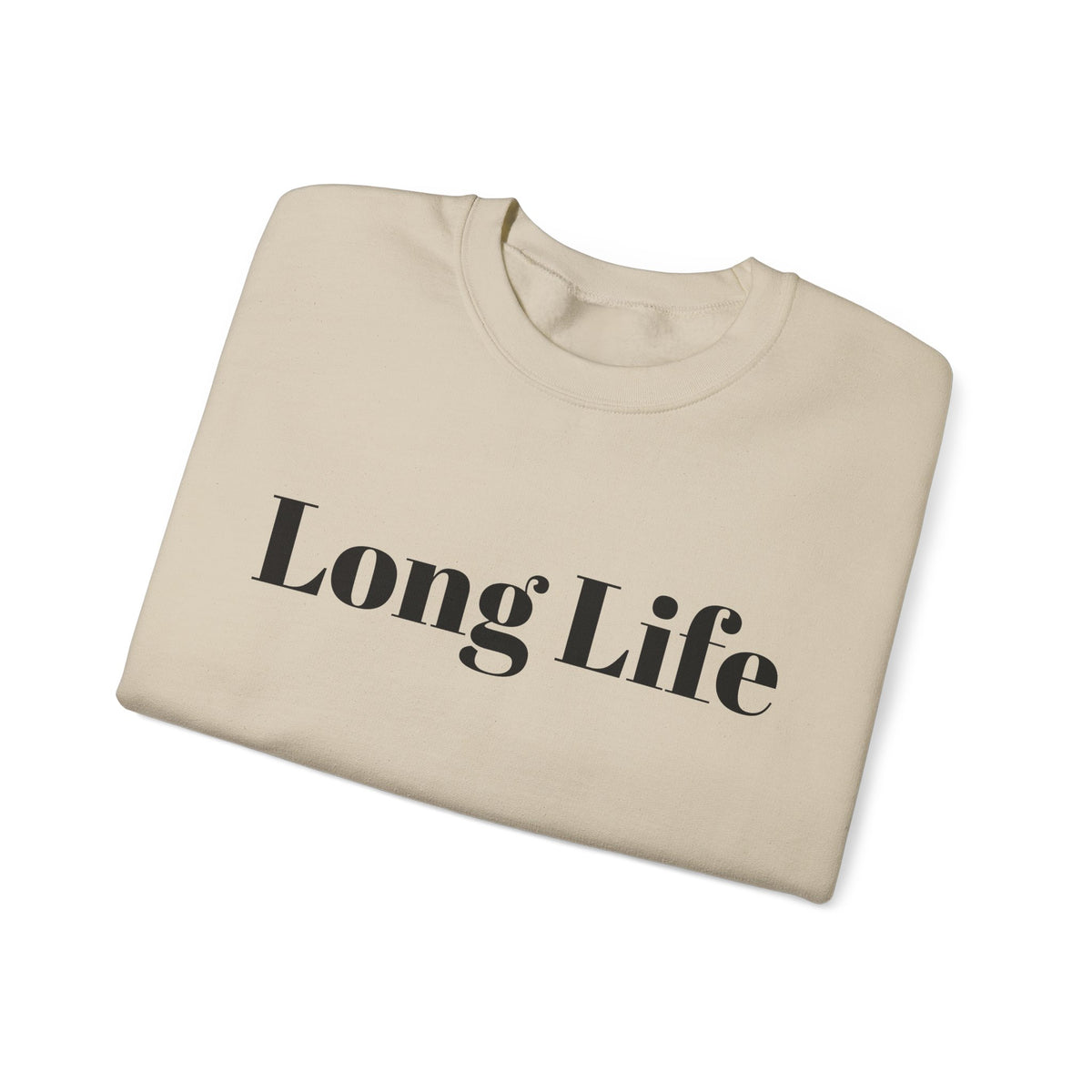 Crewneck Sweatshirt — "Long Life" Front, "Faithful" Back Minimalist Graphic