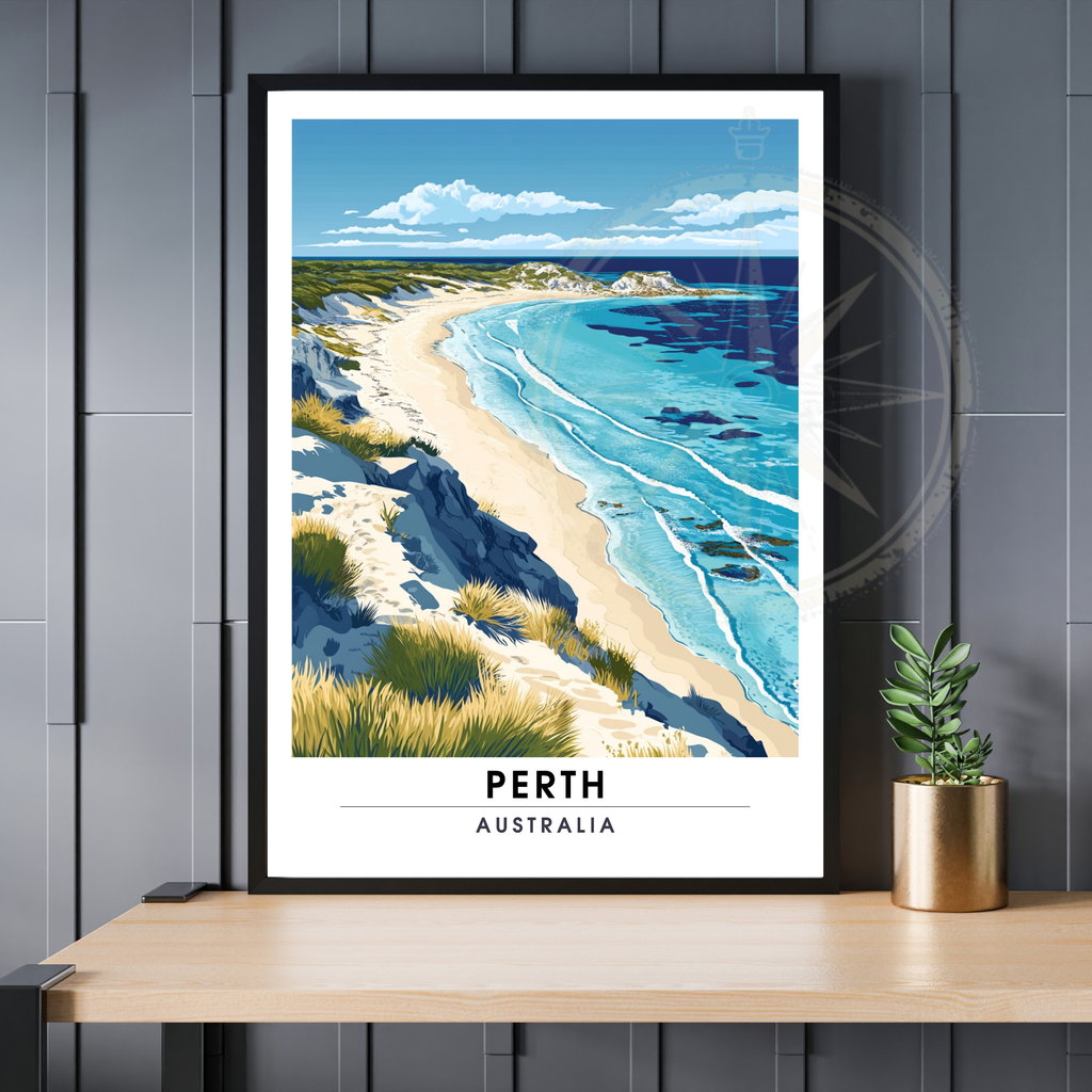 Perth Travel Poster – Minimalist Australia Wall Art