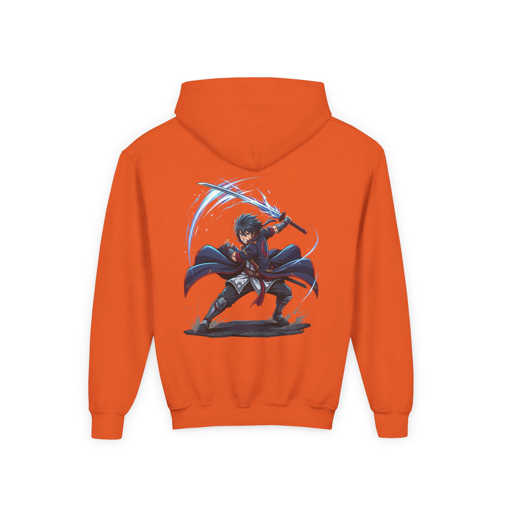Anime Swordfighter Youth Hoodie — Cool Warrior Graphic Hooded Sweatshirt