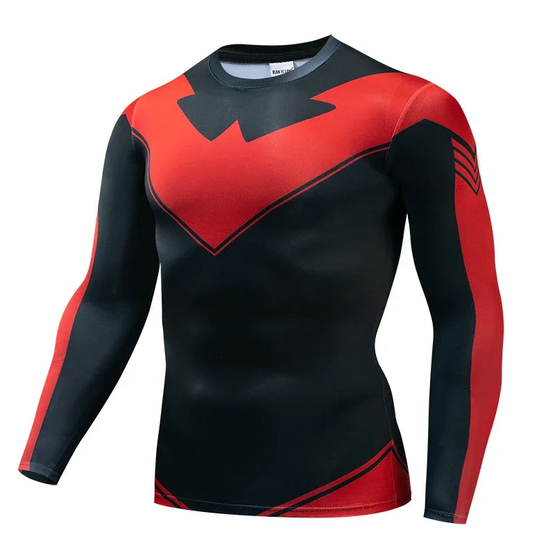 Compression T-Shirts Sportswear Gym Rash Guard Boxing Training Sports Tops 3D Nightwing Men T Shirt Running Quick-Dry Shirts Men