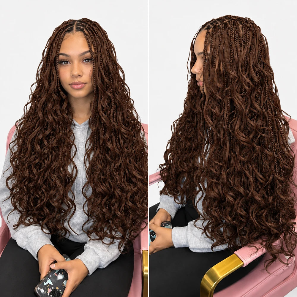 Brown Virgin Human Hair Feather Miracle Knots Body Wave Crochet Hair Extensions Knotless Pre Separated With Threading Lightweight Braiding Hair For Boho Braids Fashion Hairstyles For Women