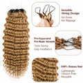 Deep Wave Crochet Hair #27 Color Human Hair Extensions Feather Miracle Knots Pre Separated Knotless Braiding Hair With String Soft Natural Curls Boho Crochet Braids Lightweight Reusable Hair For Women