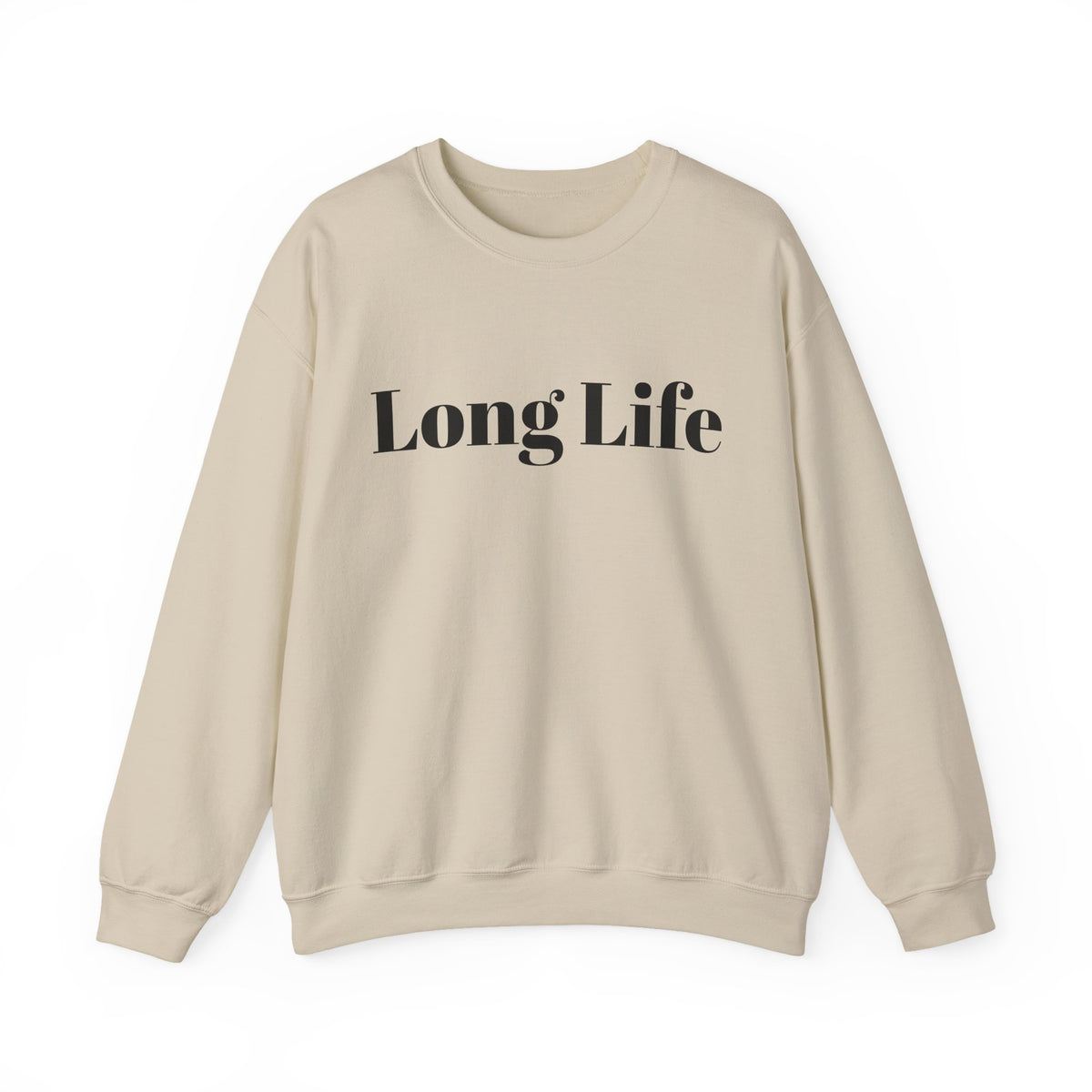 Crewneck Sweatshirt — "Long Life" Front, "Faithful" Back Minimalist Graphic