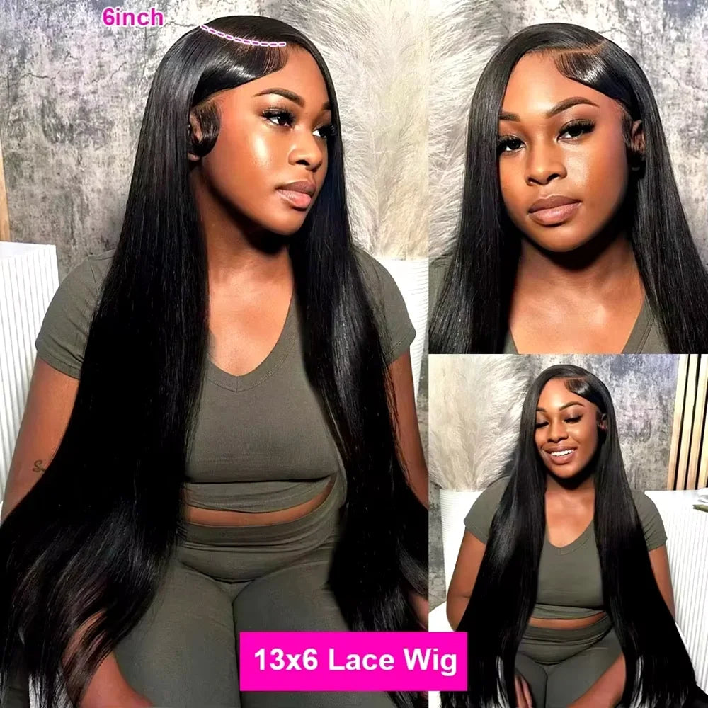 34Inch 13X6 Wear And Go Glueless Straight Wig Pre-Cut Lace Wig Preplucked Jessenia Brazilian Straight Human Hair Wig 13x4 13x6 Straight HD Frontal Wig Lace Front Human Hair Wigs For Women