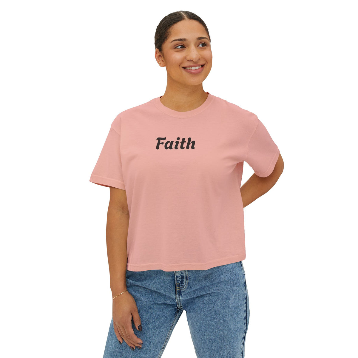 Faith Boxy Tee — Women's Minimalist Christian Shirt