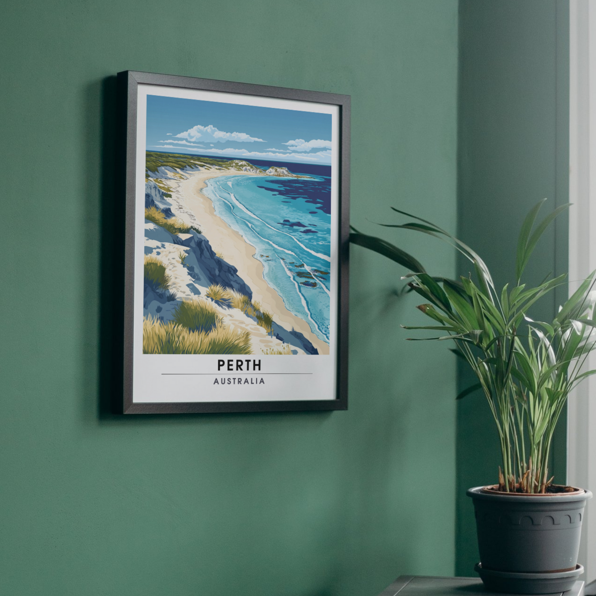 Perth Travel Poster – Minimalist Australia Wall Art