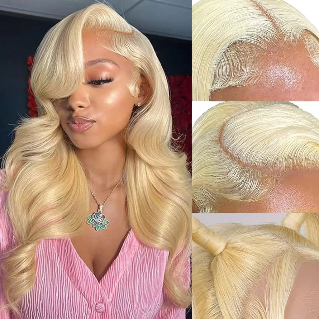 613 Honey Blonde Body Wave Brazilian Human Hair Wig 13x4 13x6 HD Lace Frontal Wigs Pre Plucked Baby Hair 40 42 Inches Long Lace Front Wigs For Women 613 Blonde Human Hair Wigs Water Wave Wig Brazilian Hair