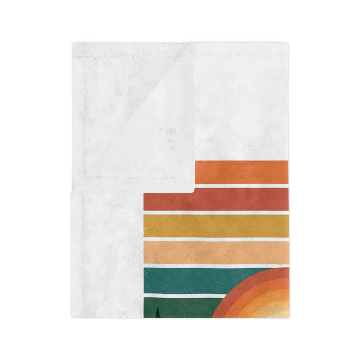 Retro Sunrise Mountain Blanket — Cozy Outdoor Forest Throw