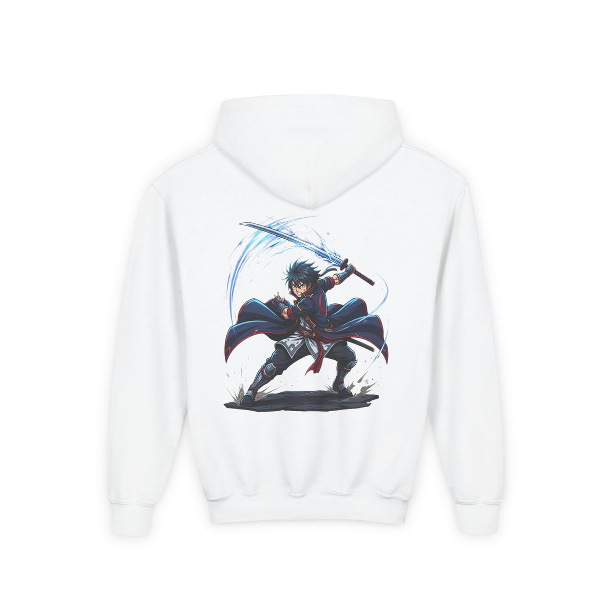 Anime Swordfighter Youth Hoodie — Cool Warrior Graphic Hooded Sweatshirt