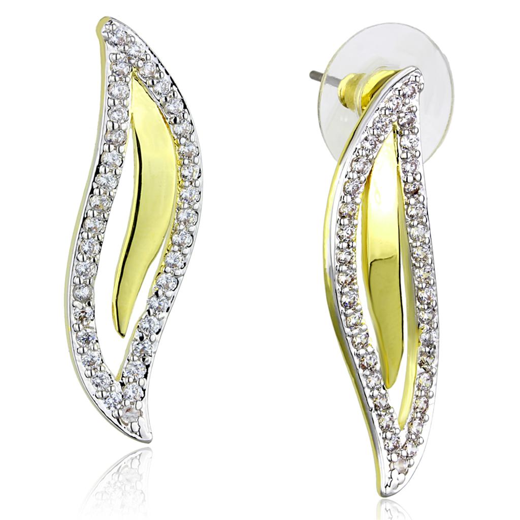 Gold+Rhodium Brass Jewelry Sets with AAA Grade CZ in Clear