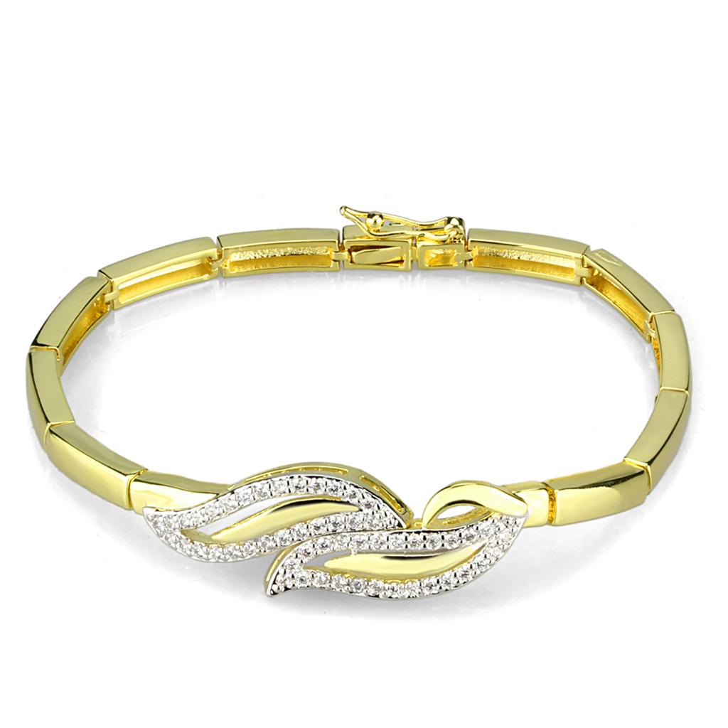 Gold+Rhodium Brass Jewelry Sets with AAA Grade CZ in Clear