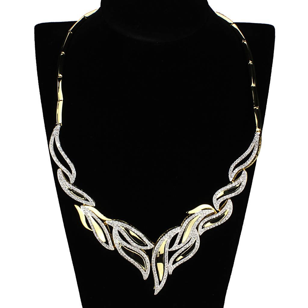 Gold+Rhodium Brass Jewelry Sets with AAA Grade CZ in Clear